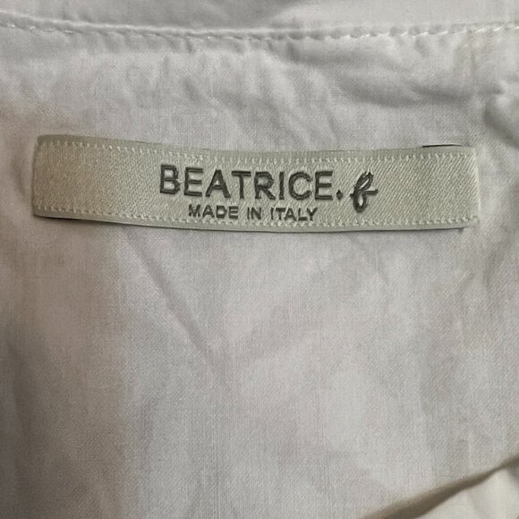 Beatrice B Italy Sleeveless A-Line Dress M White GeoEmbroidered Back Art Print - Picture 3 of 7